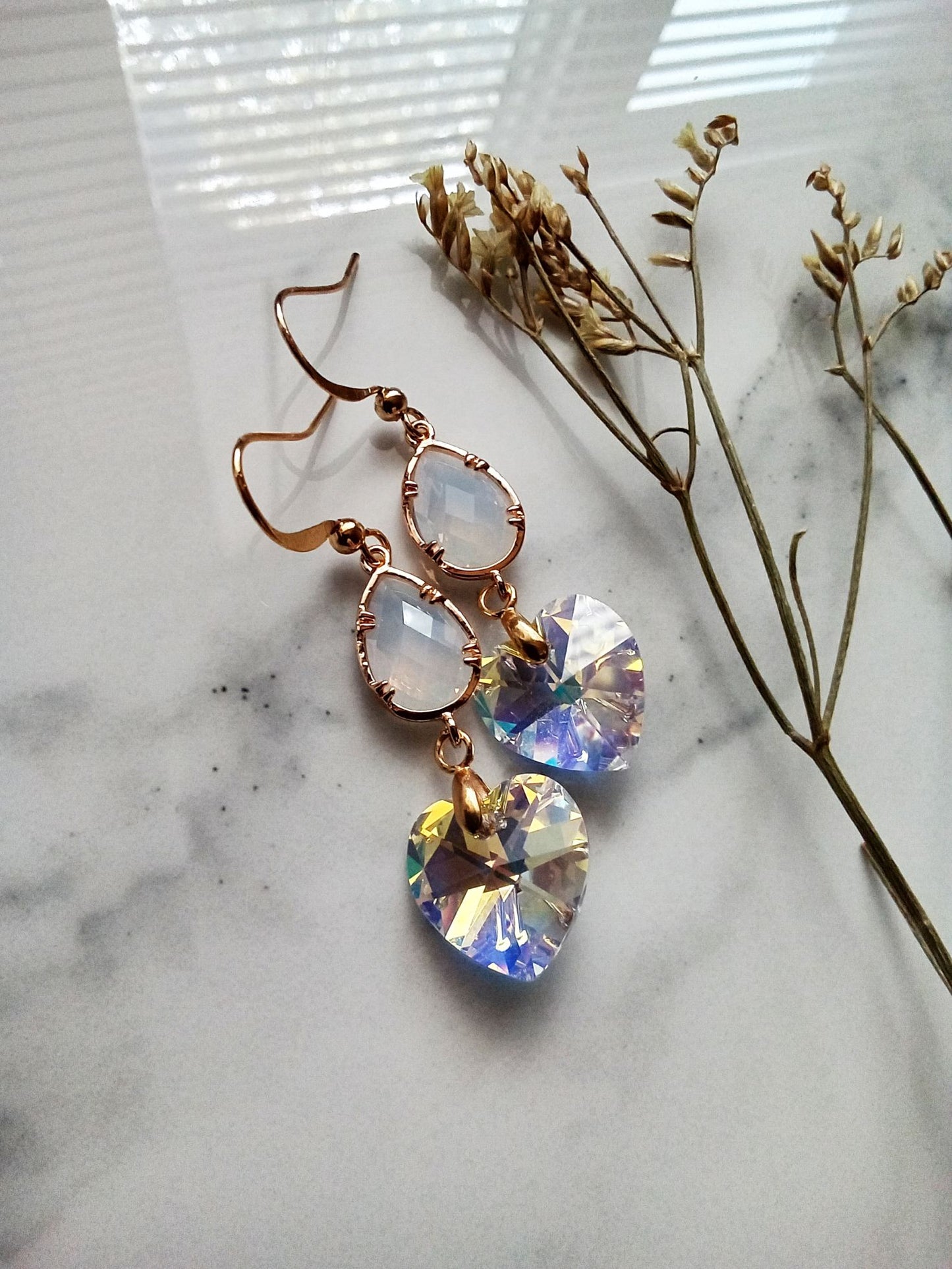 Austrian Heart Crystals Gold Filled Earrings E140050