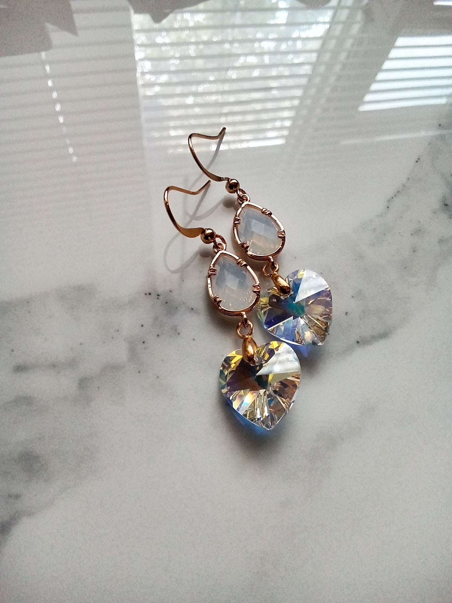 Austrian Heart Crystals Gold Filled Earrings E140050