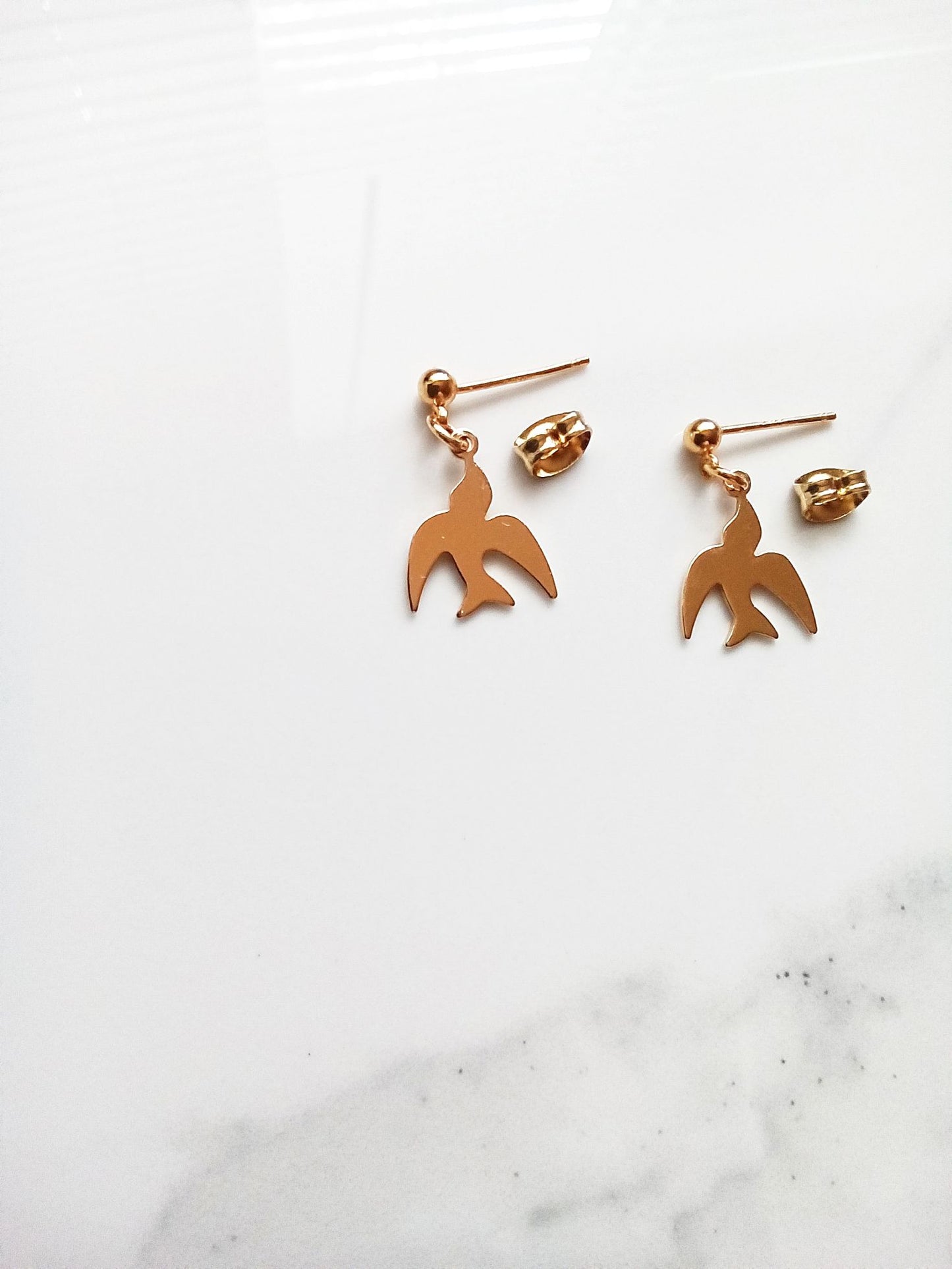 Austrian Crystal Heart and Bird Gold Earrings E140074