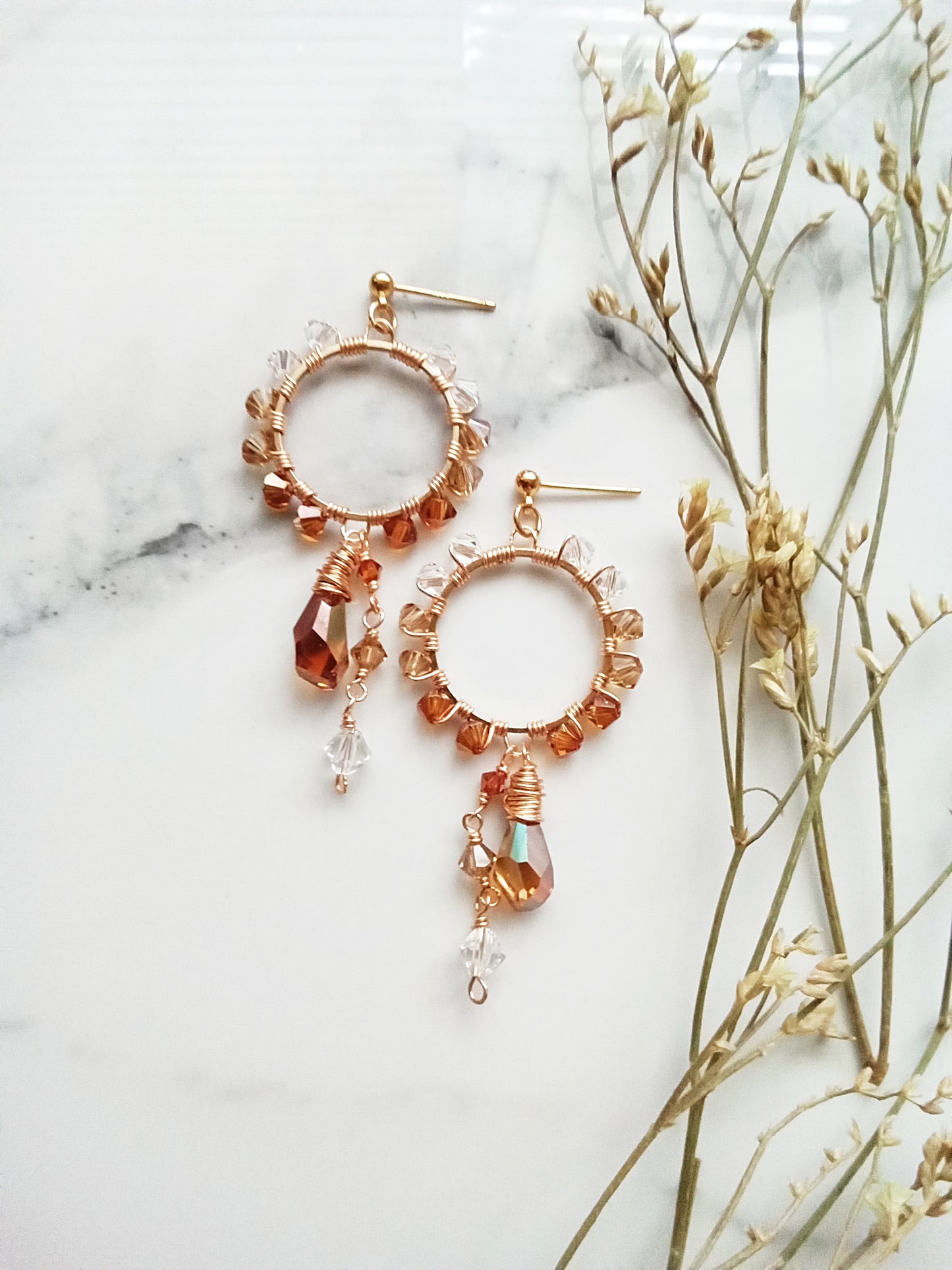 Fall Ombre Austrian Crystal Gold Filled Earrings E140117