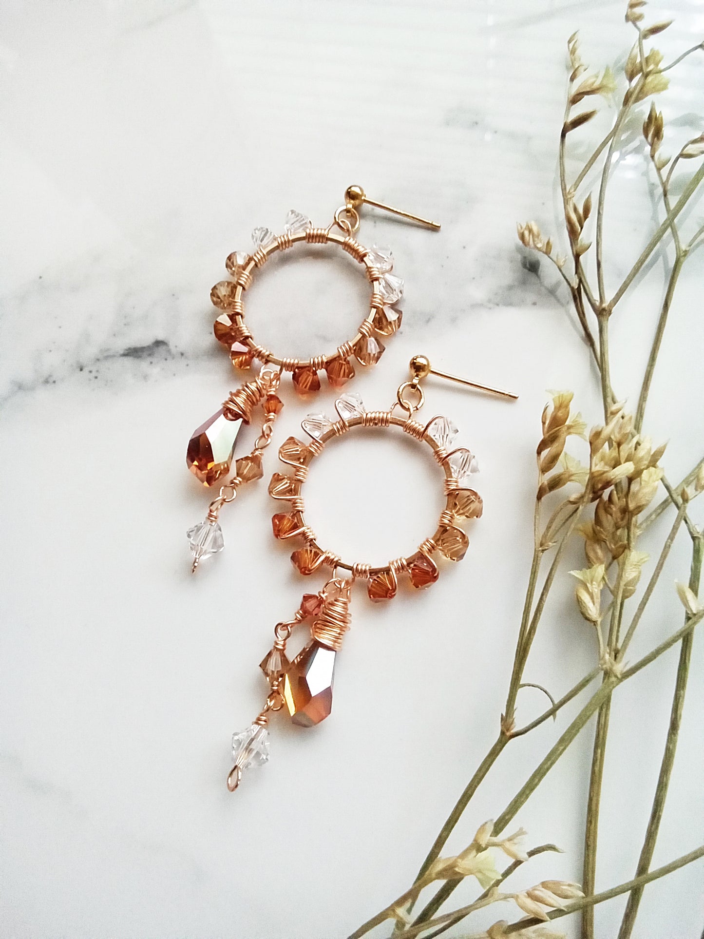 Fall Ombre Austrian Crystal Gold Filled Earrings E140117