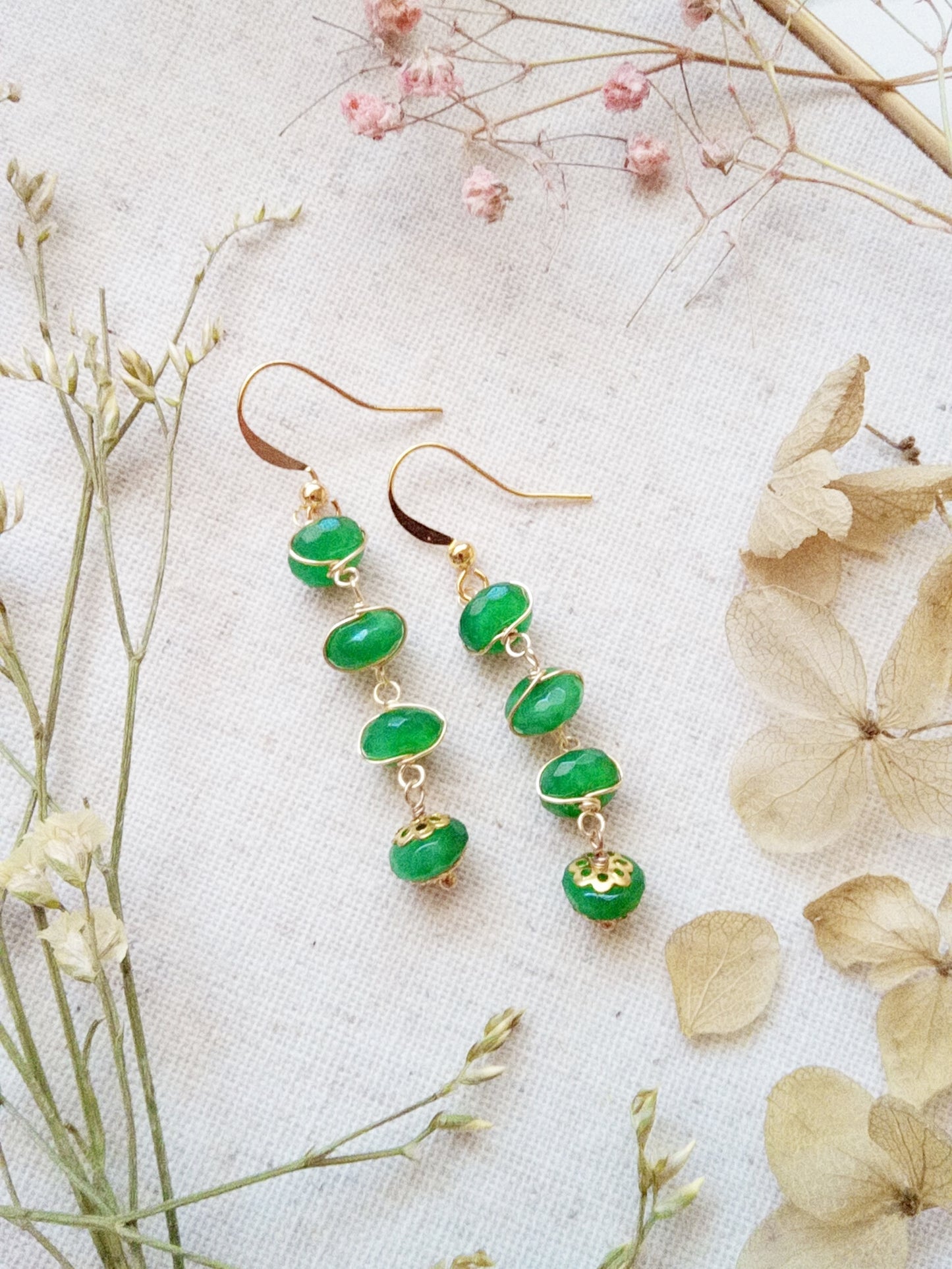 Green Onyx Gold Filled Earrings E140040
