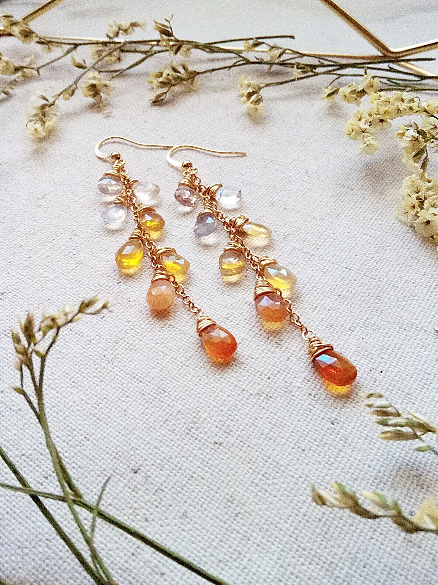 Juicy Firestone Semi Precious Gemstones Gold Filled Earrings E140084