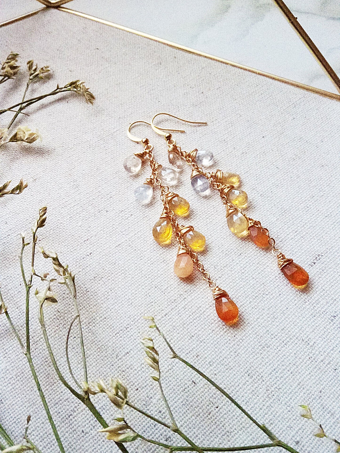 Juicy Firestone Semi Precious Gemstones Gold Filled Earrings E140084
