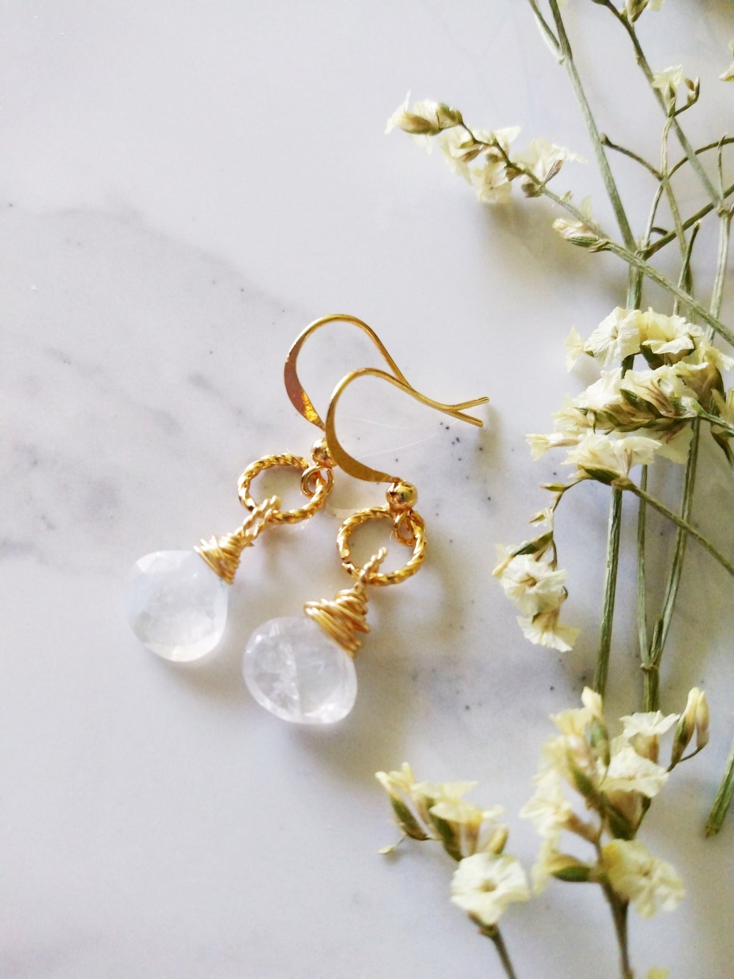 Moonstone Briolette Gold Filled Earrings E140105