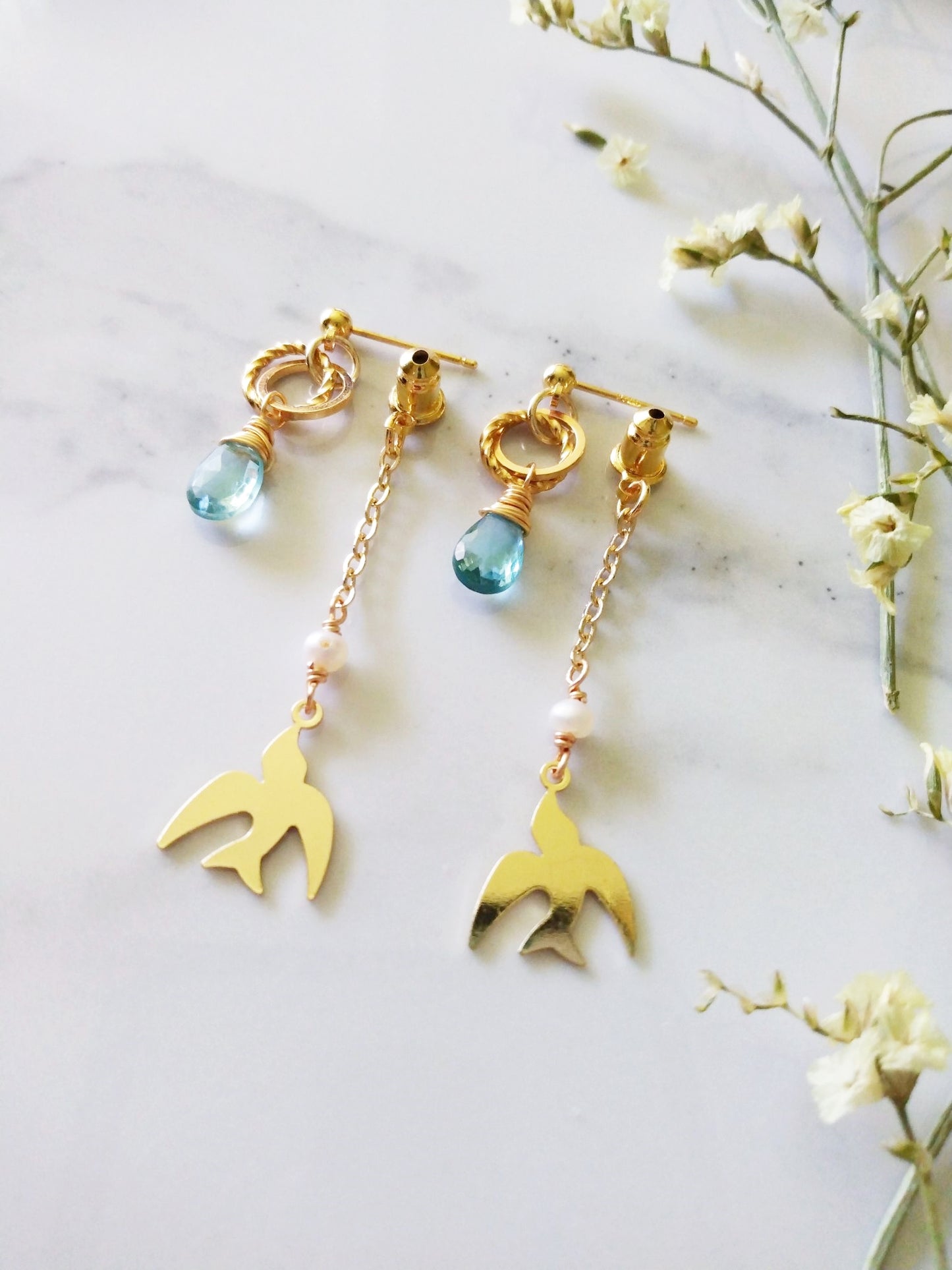Natural Apatite Bridal Gold Filled Earrings E140094