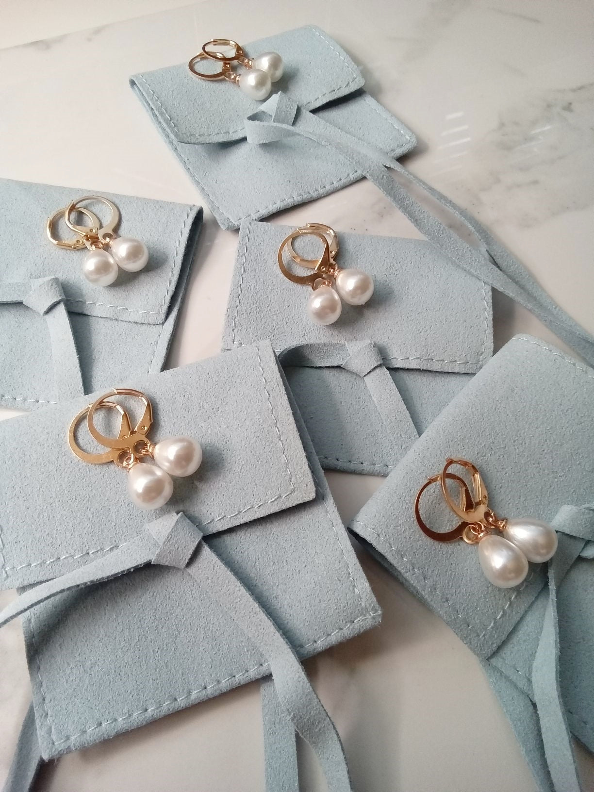 Bridesmaid Faux Pearl Teardrop Non Tarnish Gold Earrings E140183
