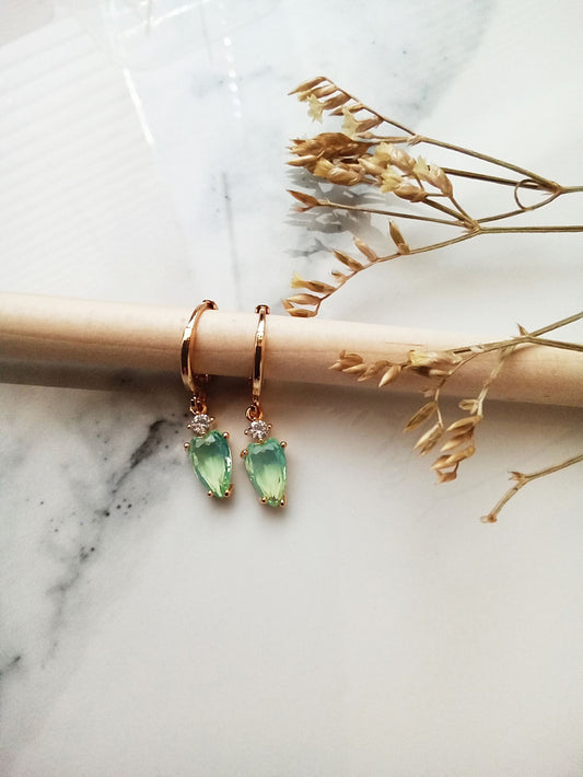 Bridesmaid Gift Mint Green Gold Huggie Earrings E140180