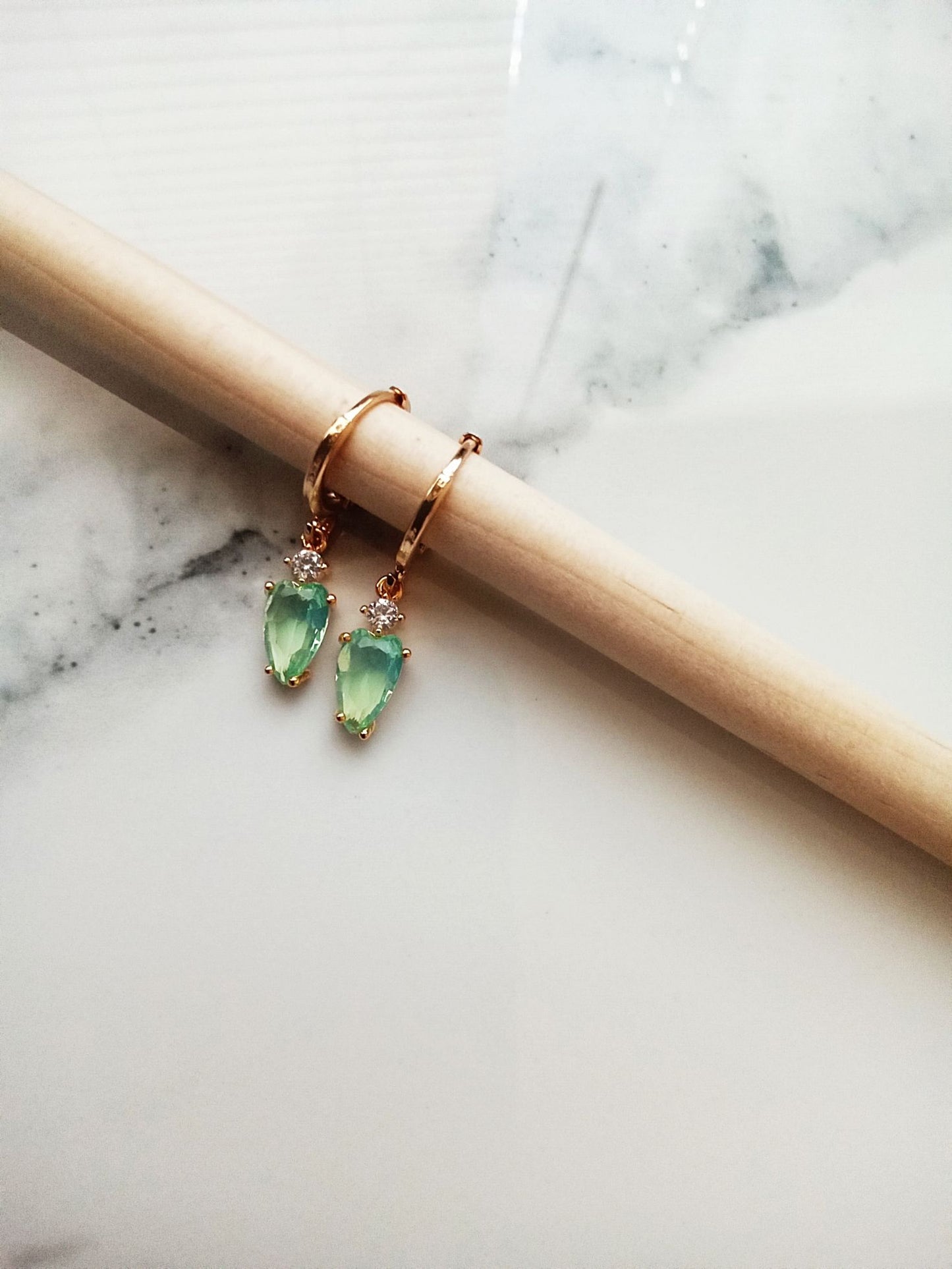 Bridesmaid Gift Mint Green Gold Huggie Earrings E140180