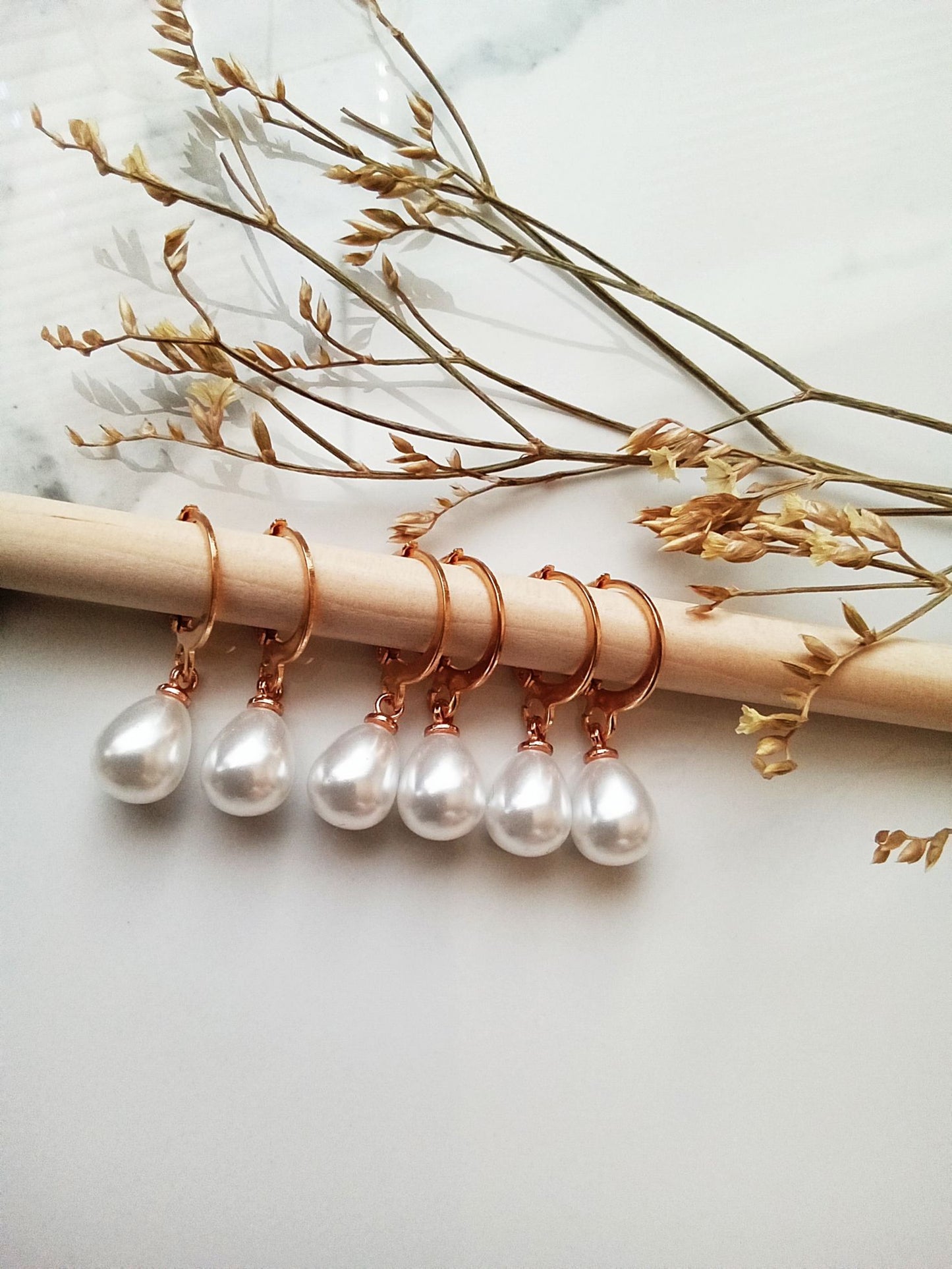 Bridesmaid Faux Pearl Teardrop Non Tarnish Gold Earrings E140183