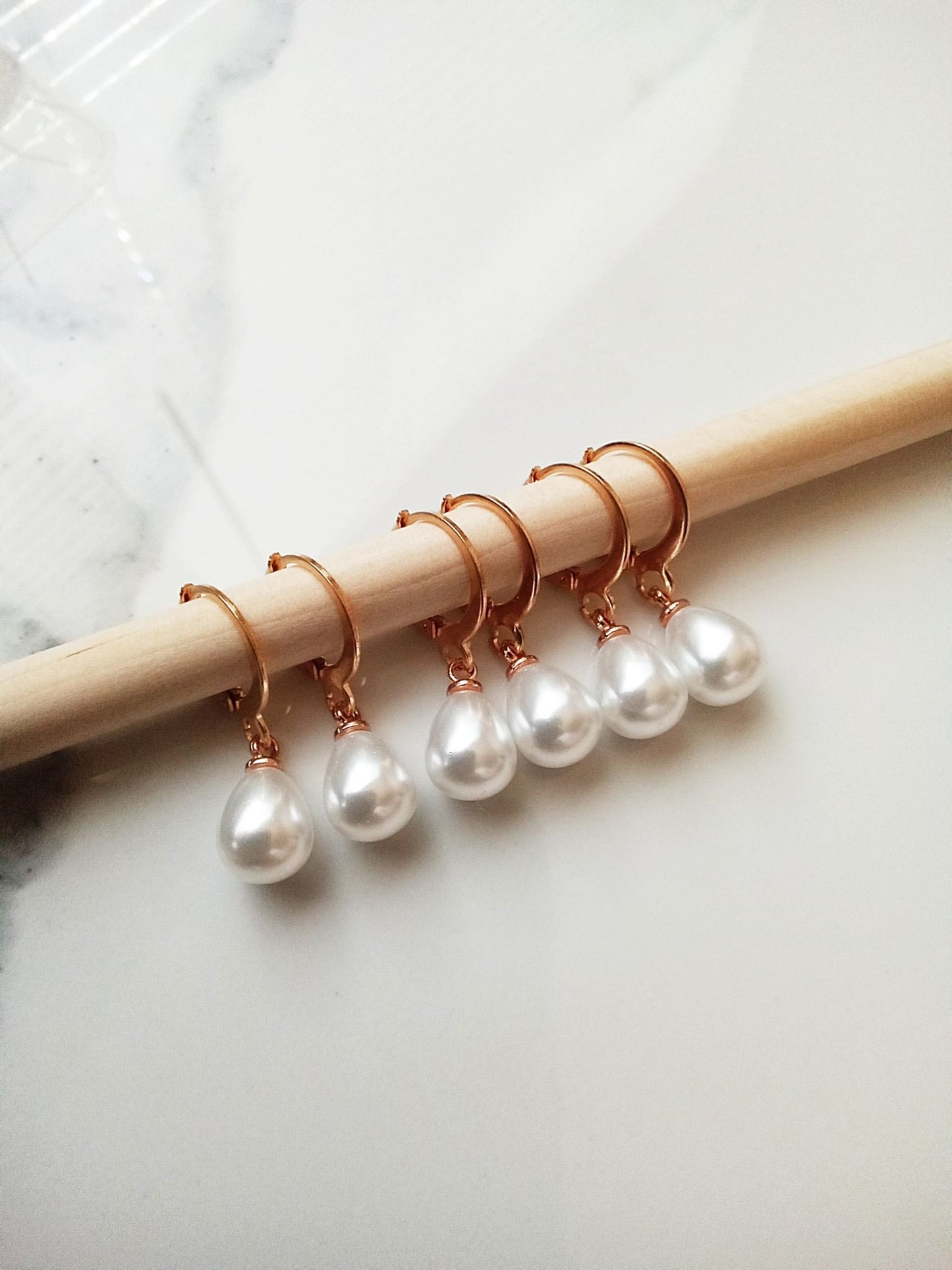 Bridesmaid Faux Pearl Teardrop Non Tarnish Gold Earrings E140183