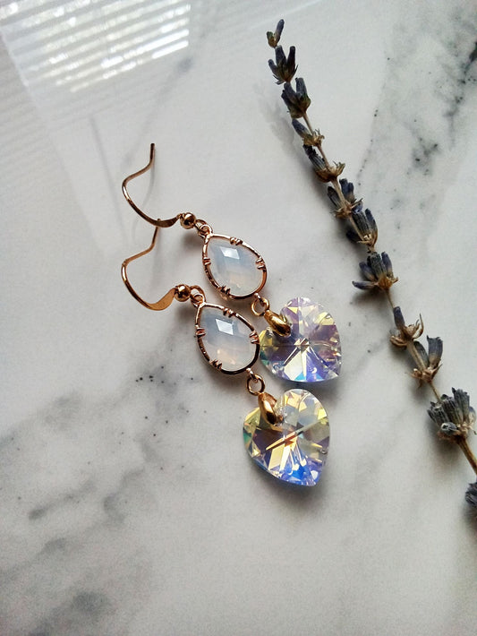 Austrian Heart Crystals Gold Filled Earrings E140050