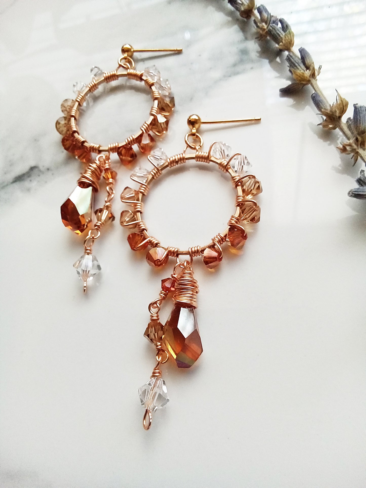 Fall Ombre Austrian Crystal Gold Filled Earrings E140117
