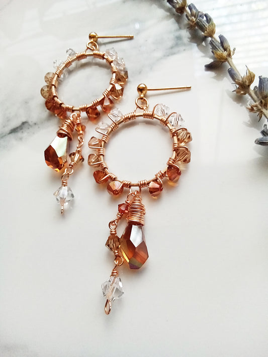 Fall Ombre Austrian Crystal Gold Filled Earrings E140117