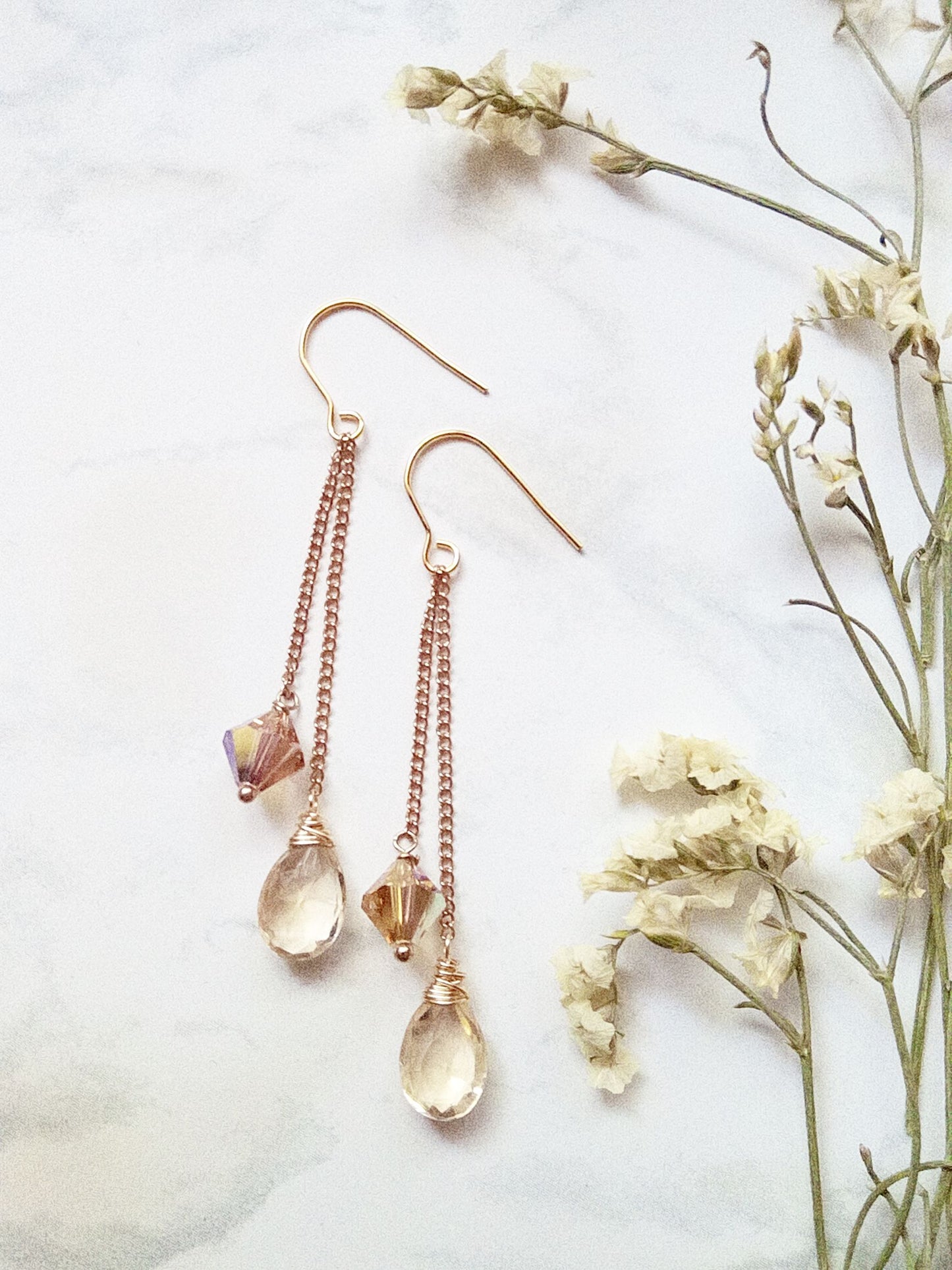 Citrine and Austrian Crystal Gold Filled Earrings E140027