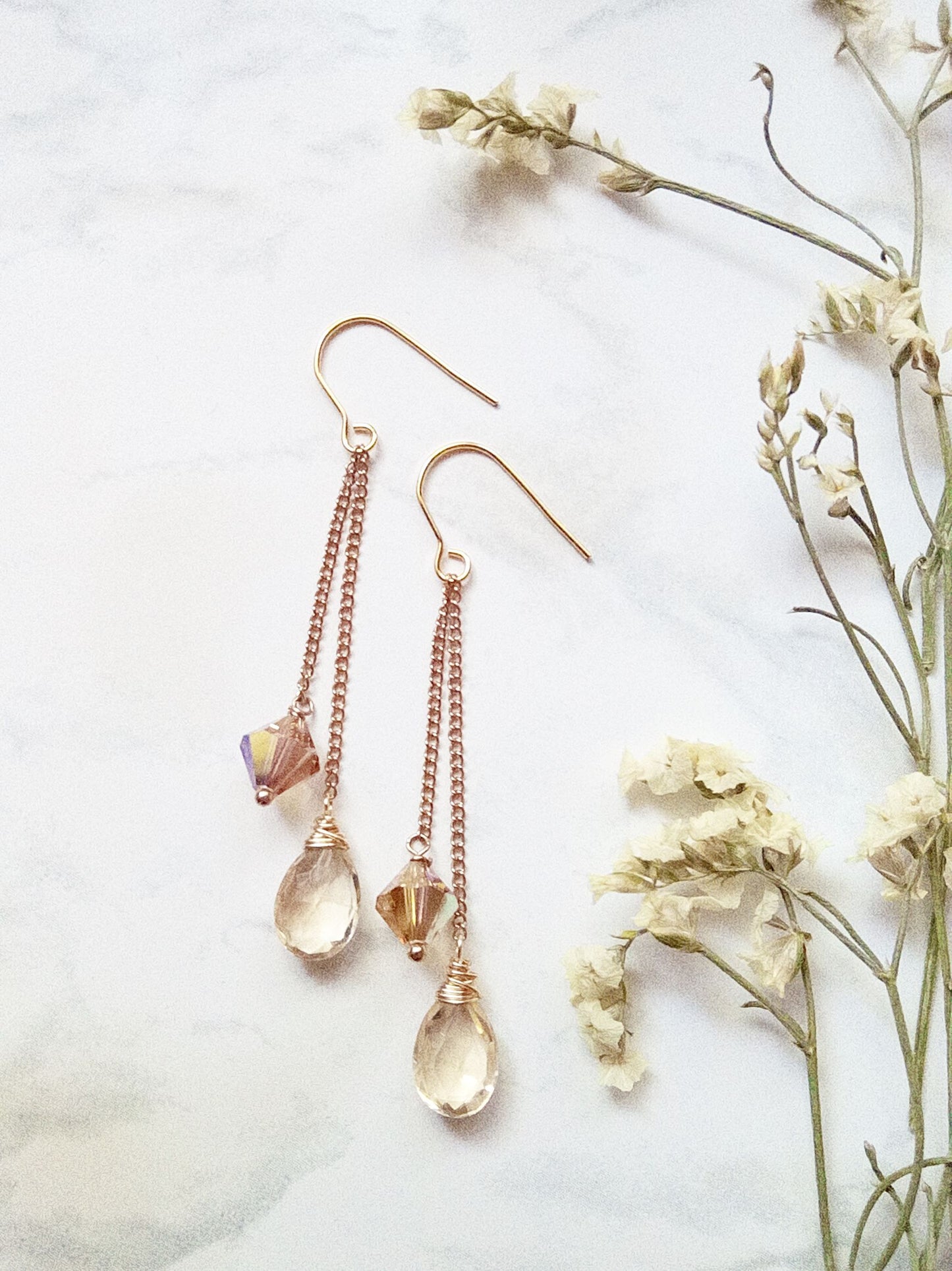 Citrine and Austrian Crystal Gold Filled Earrings E140027