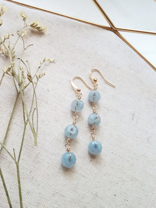 Something Blue Aquamarine Dangle Gold Filled Earrings E140012