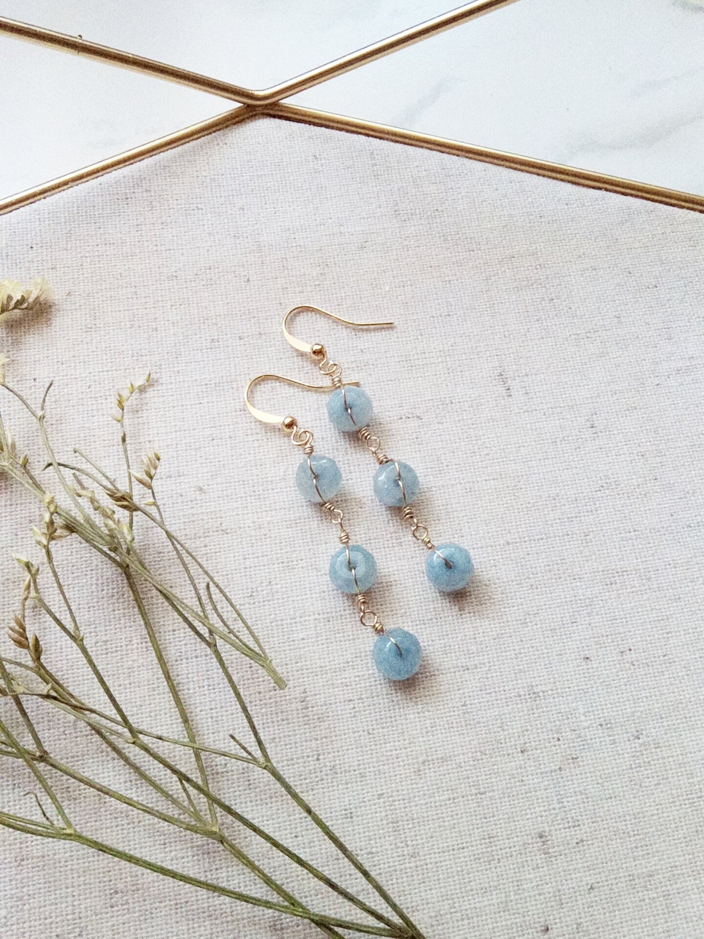 Something Blue Aquamarine Dangle Gold Filled Earrings E140012