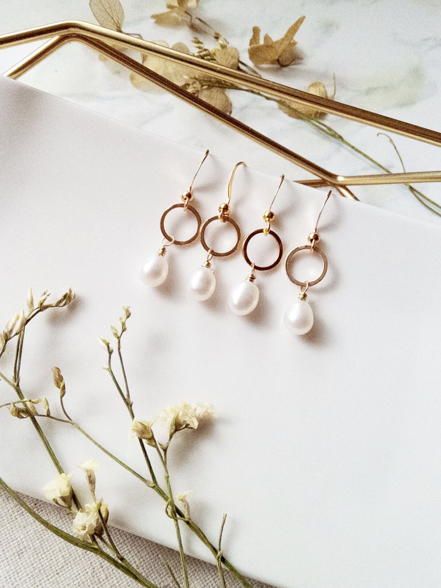 Delicate Freshwater Pearls Gold Filled Earrings E140043
