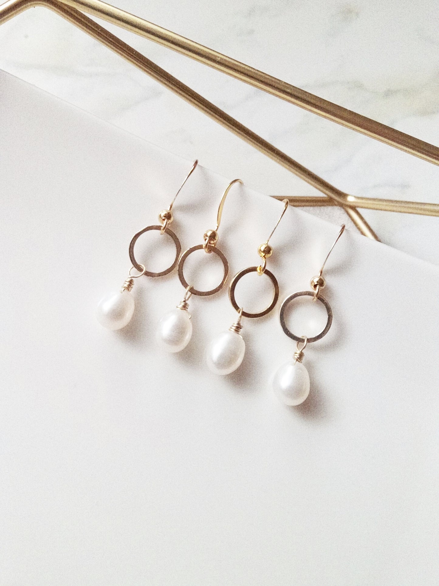 Delicate Freshwater Pearls Gold Filled Earrings E140043