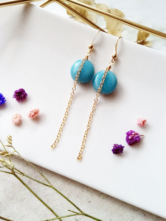 Natural Amazonite Gemstone Gold Filled Earrings, Beach Theme Wedding E140001