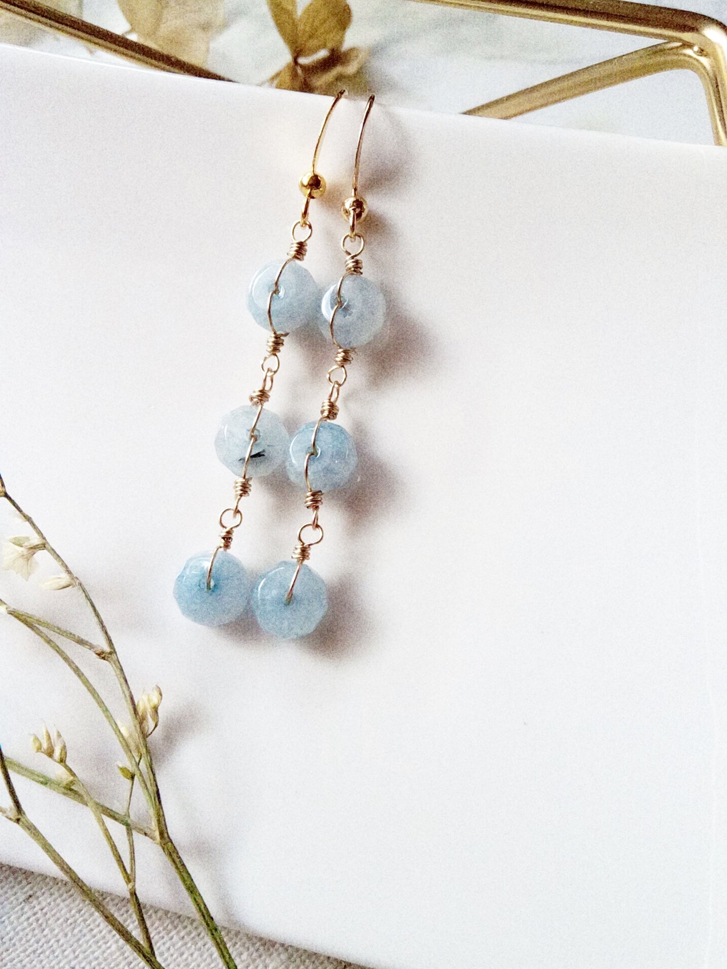 Something Blue Aquamarine Dangle Gold Filled Earrings E140012