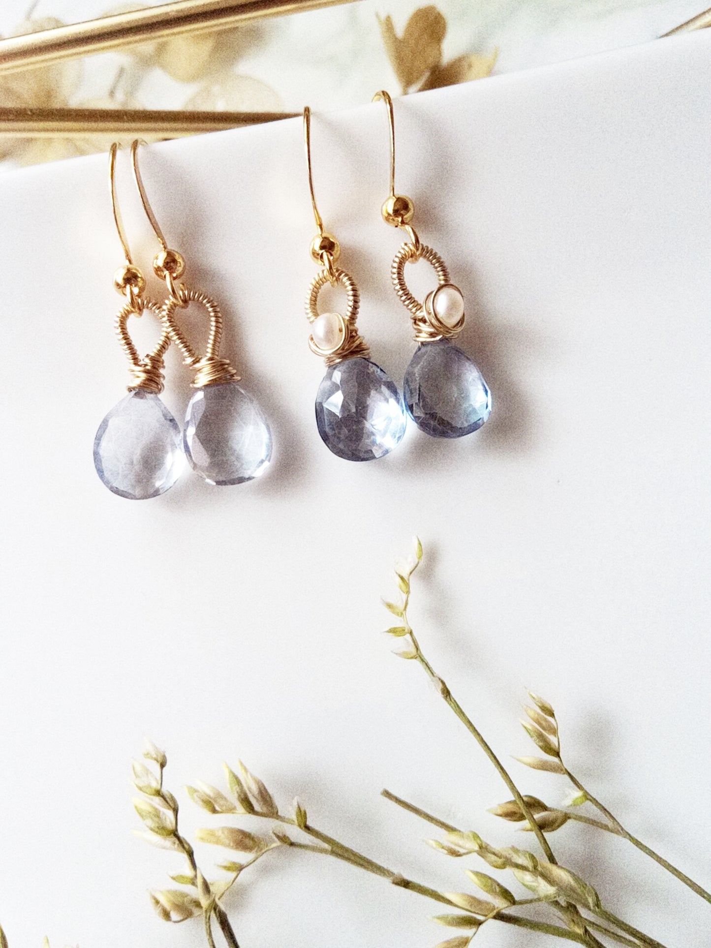 Beach Wedding Blue Mystic Topaz Gold Filled Earrings E140021