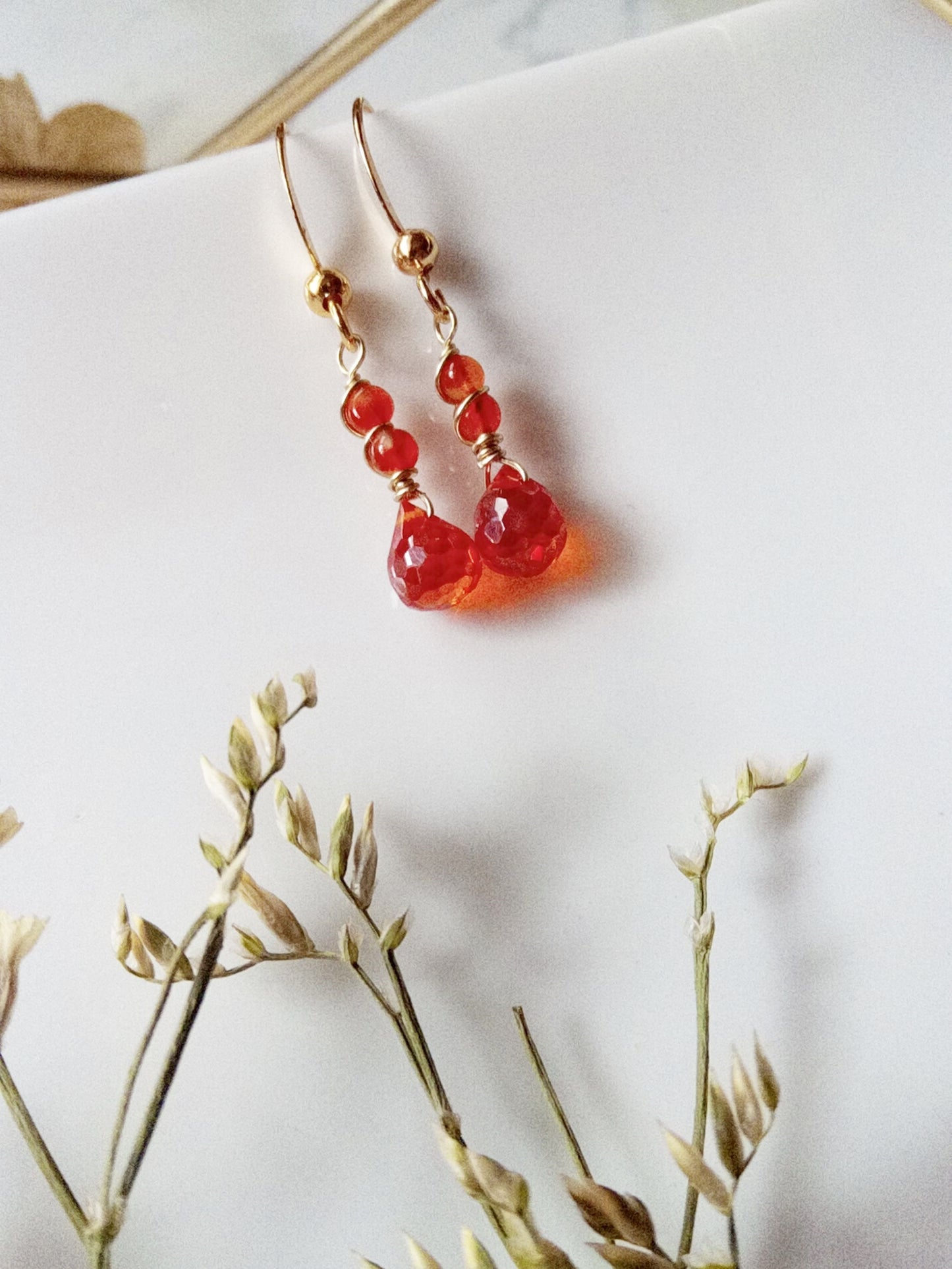 Carnelian and Gold Earrings E140034