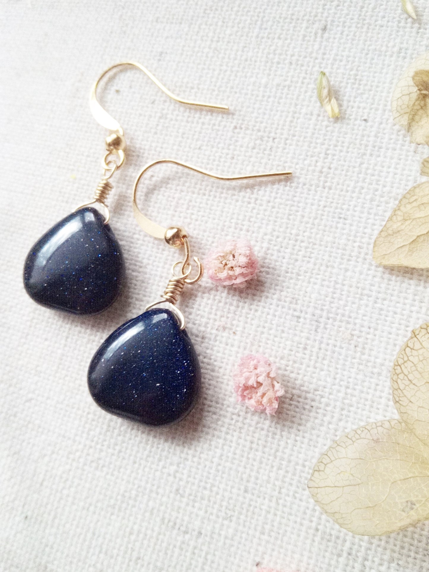 Blue Celestial Sand Stone Gold Filled Earrings E140054