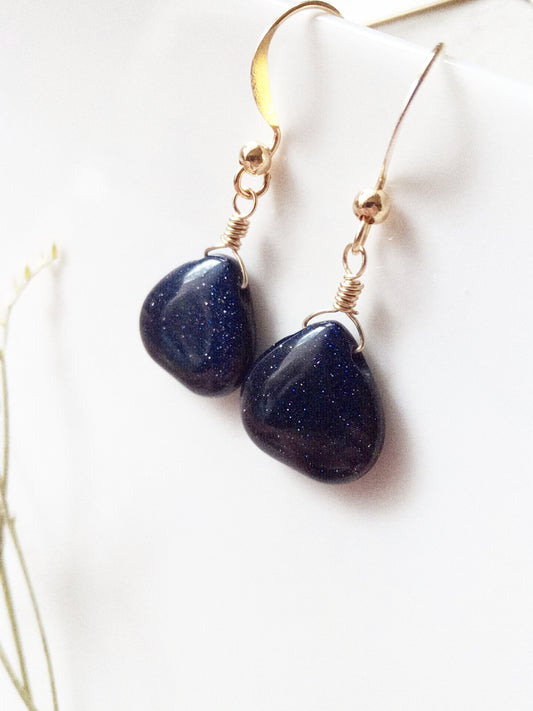 Blue Celestial Sand Stone Gold Filled Earrings E140054