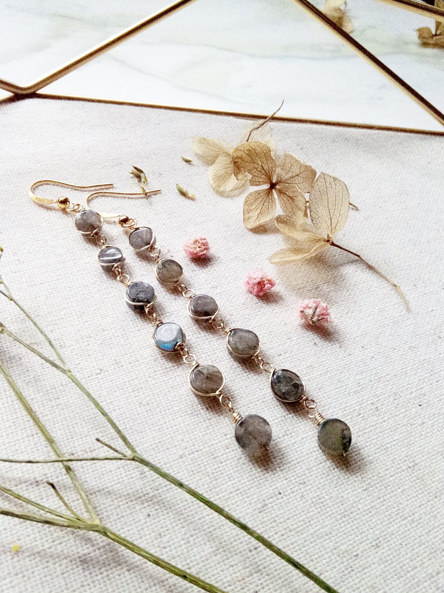 Long Tourmaline Gemstone Gold Filled Earrings E140057