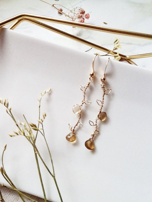 Unique Nature Theme Quartz Gemstone Gold Filled Earrings E140069