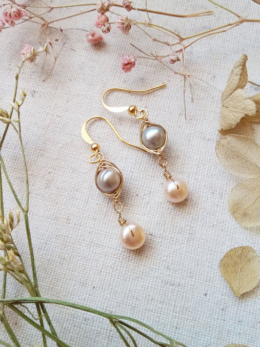 Pearl Gold Filled Dangle Earrings E140045