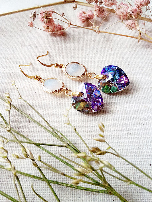 Gold Heart Austrian Crystal Earrings E140007