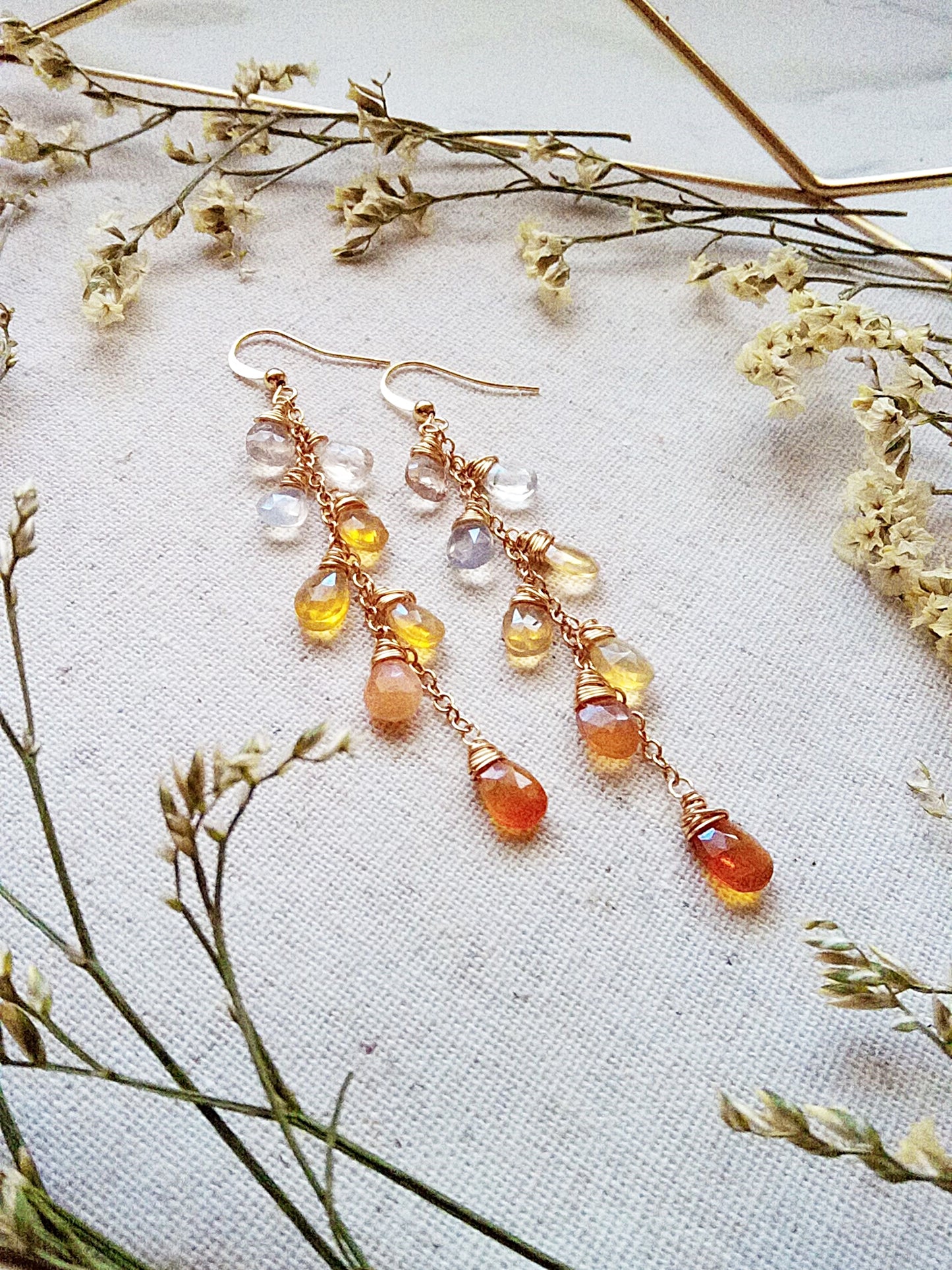 Juicy Firestone Semi Precious Gemstones Gold Filled Earrings E140084