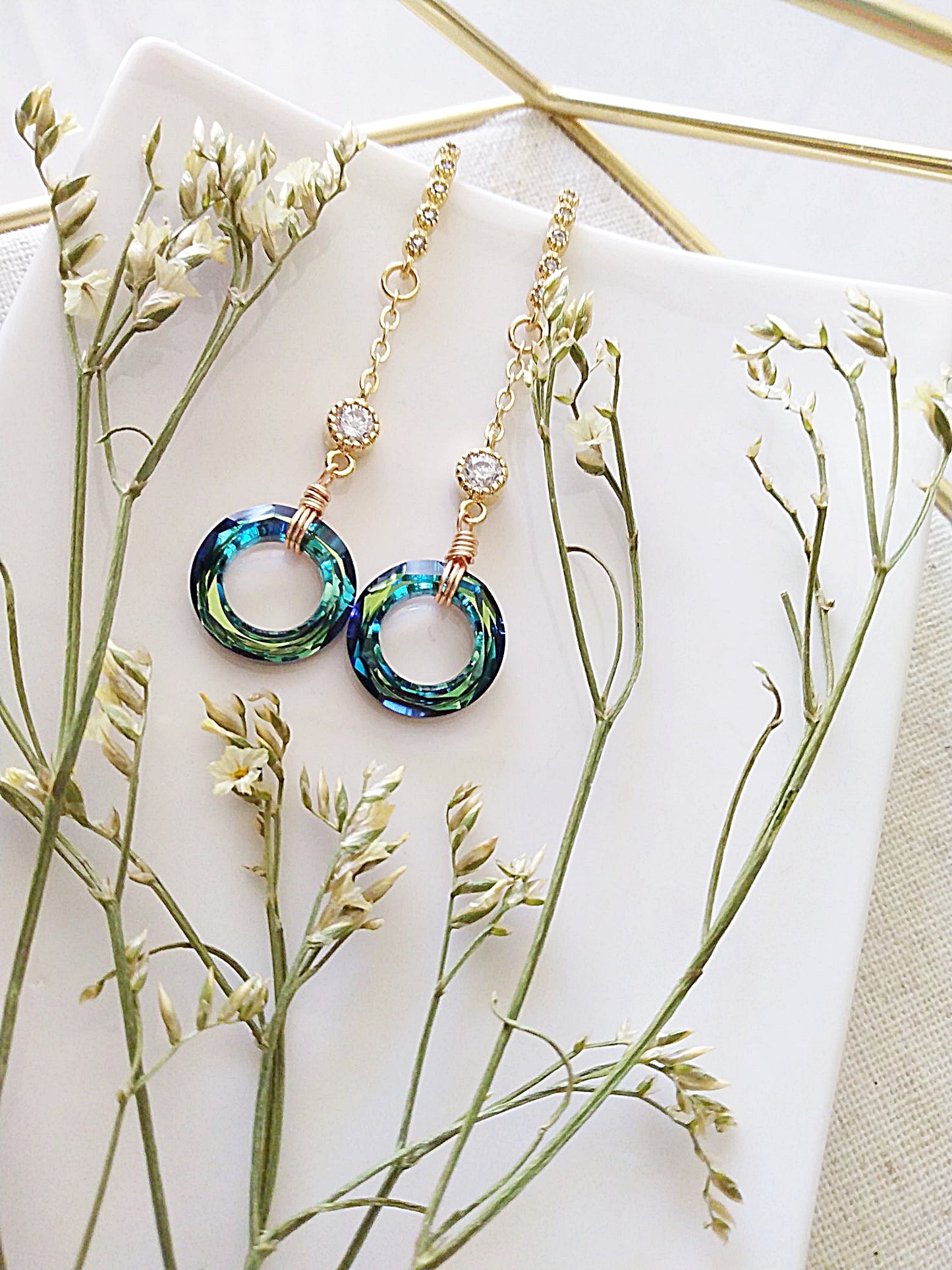 Beach Wedding Bermuda Blue Gold Filled Earrings E140086