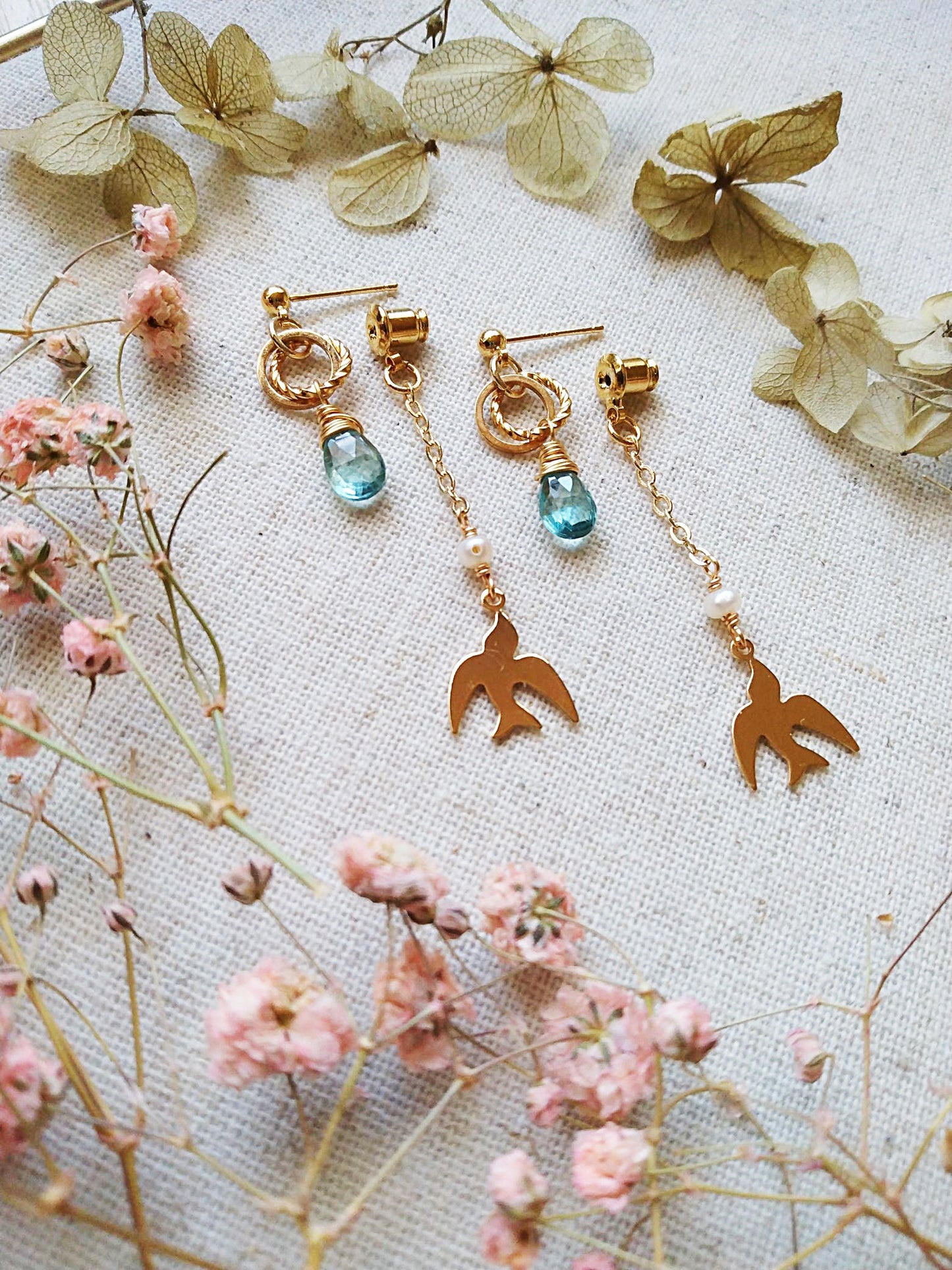 Natural Apatite Bridal Gold Filled Earrings E140094