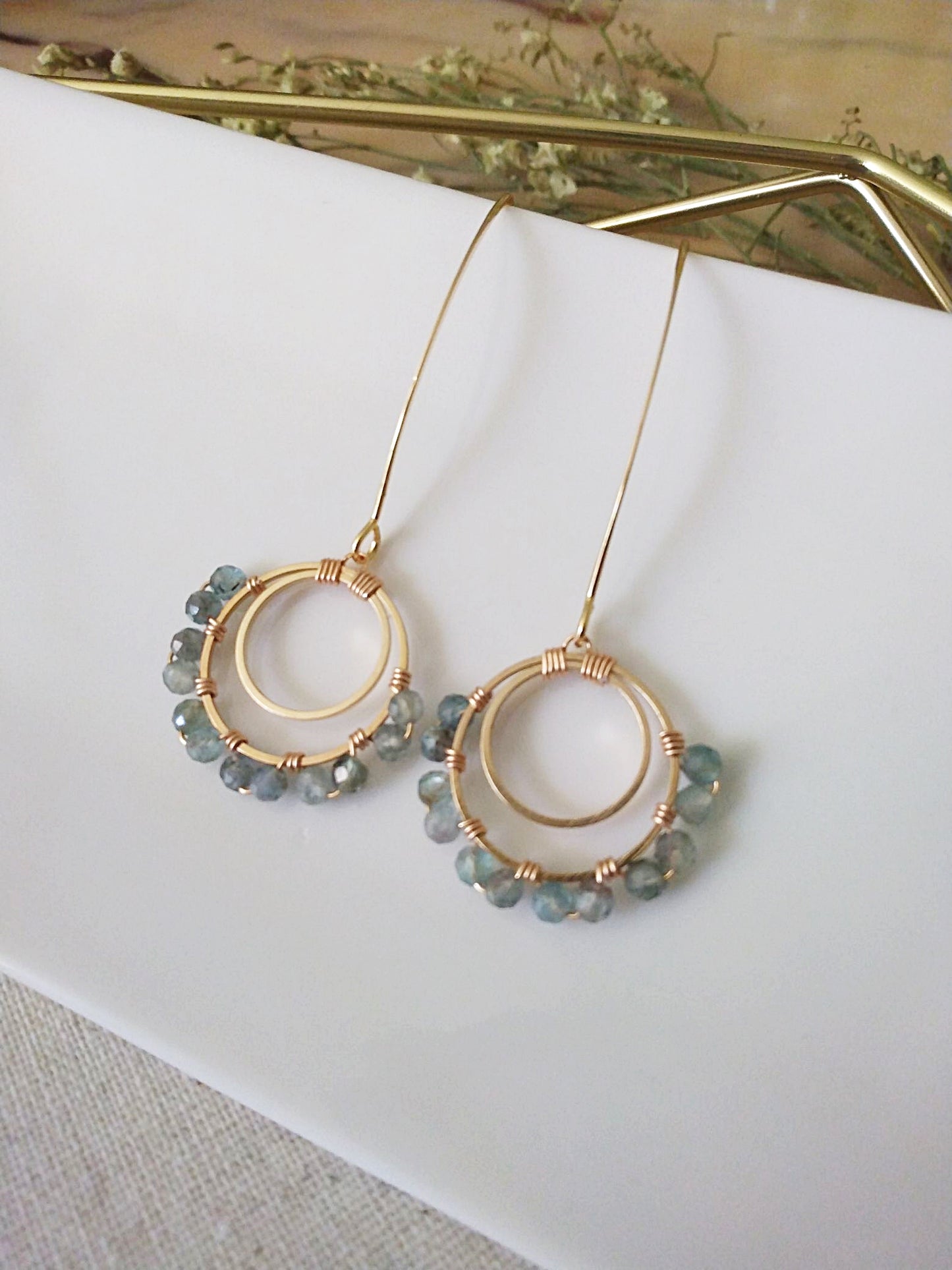 Beach Wedding Apatite Gemstones Gold Filled Earrings E140150