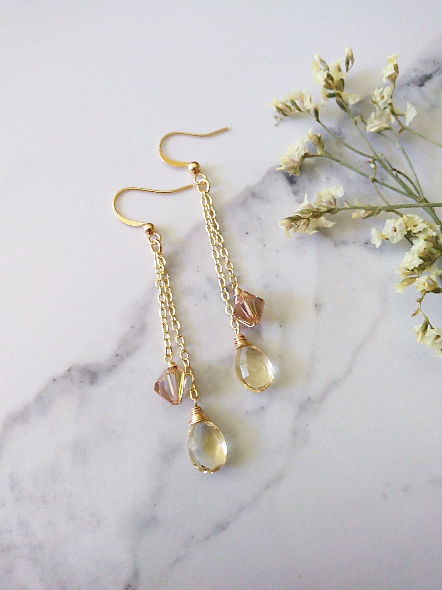 Citrine and Austrian Crystal Gold Filled Earrings E140027