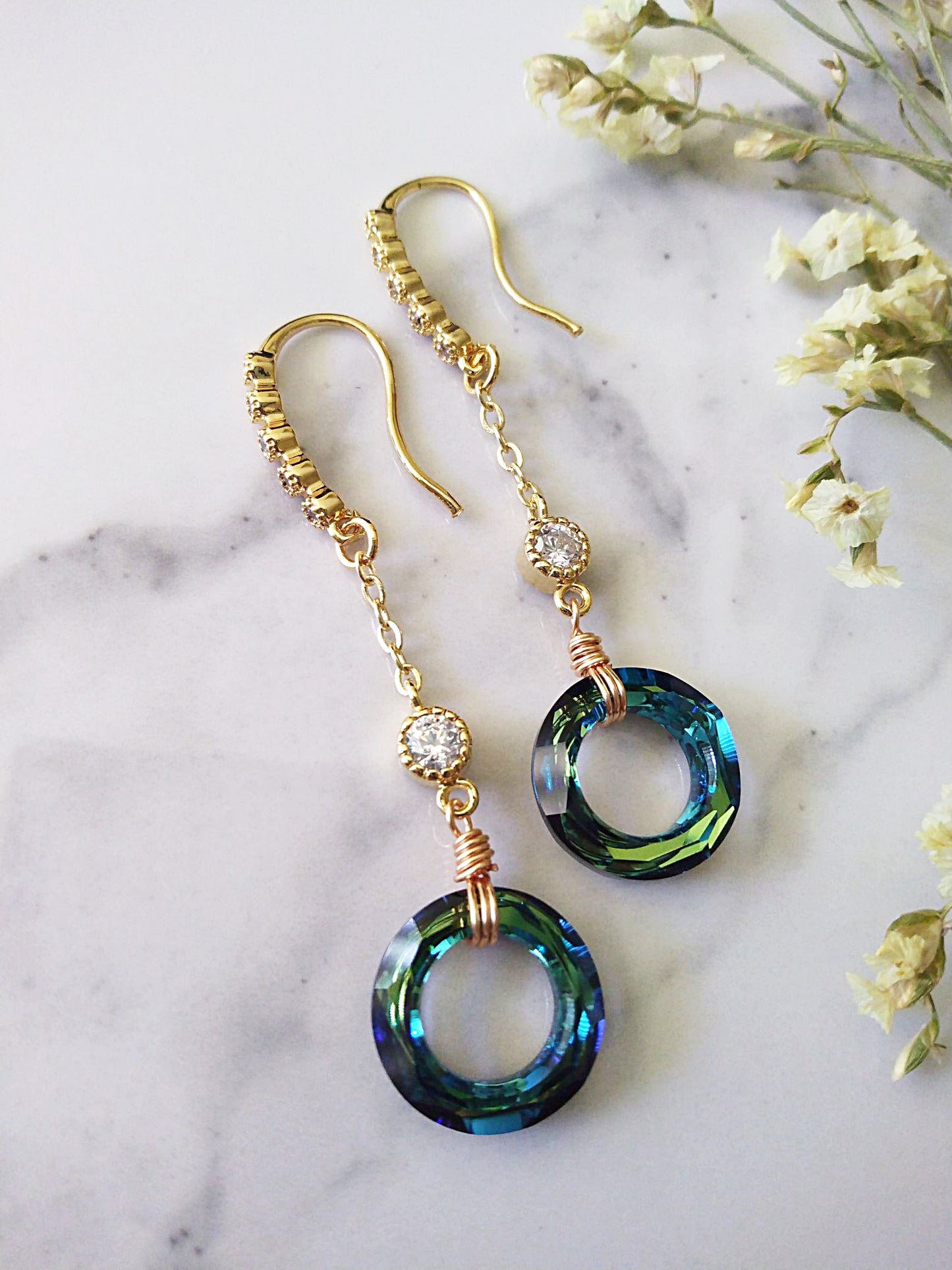 Beach Wedding Bermuda Blue Gold Filled Earrings E140086