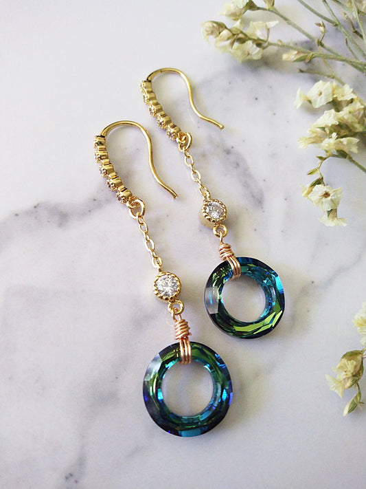 Beach Wedding Bermuda Blue Gold Filled Earrings E140086