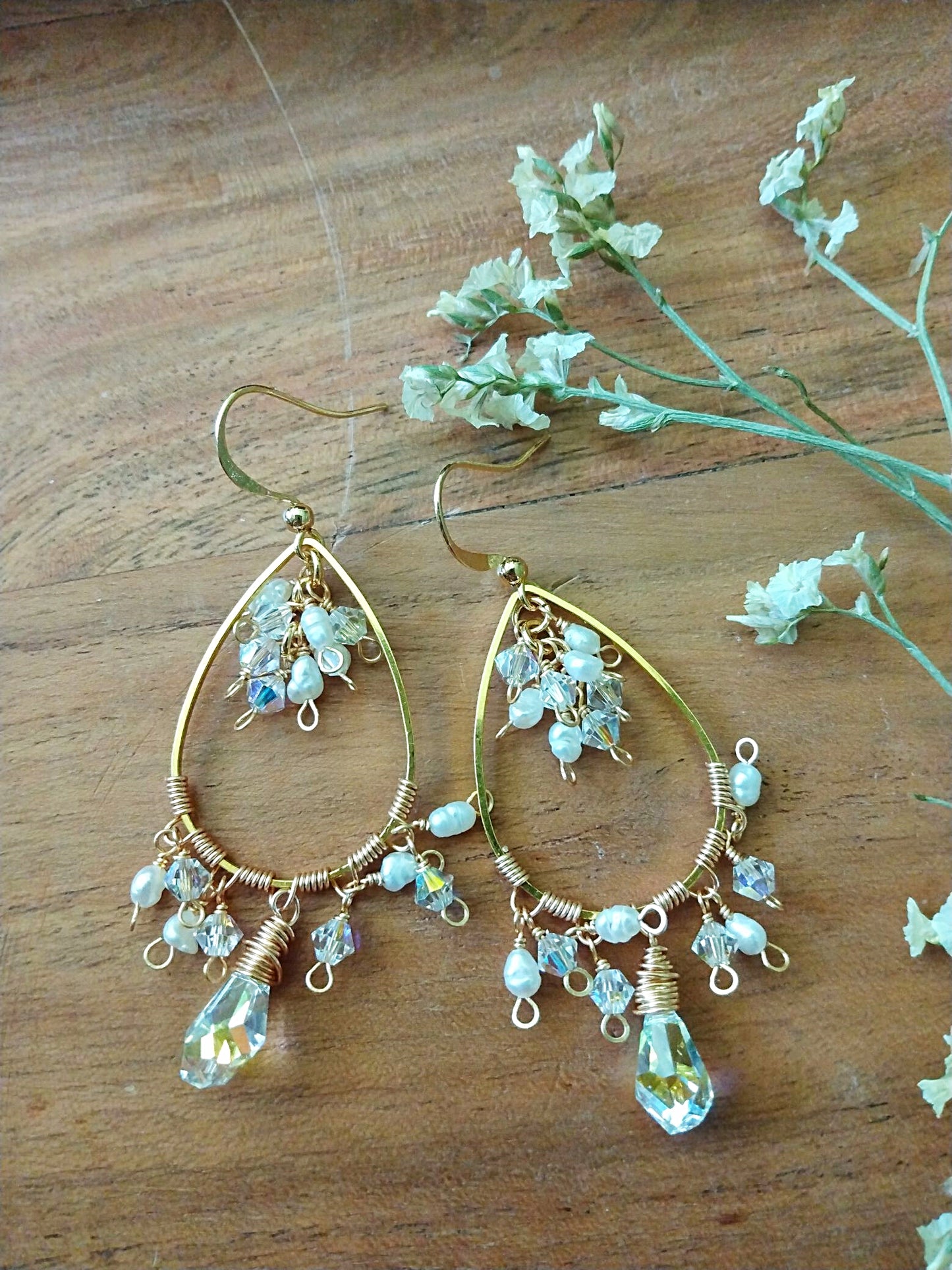 Austrian Aurora Borealis Crystal Gold Filled Earrings E140157