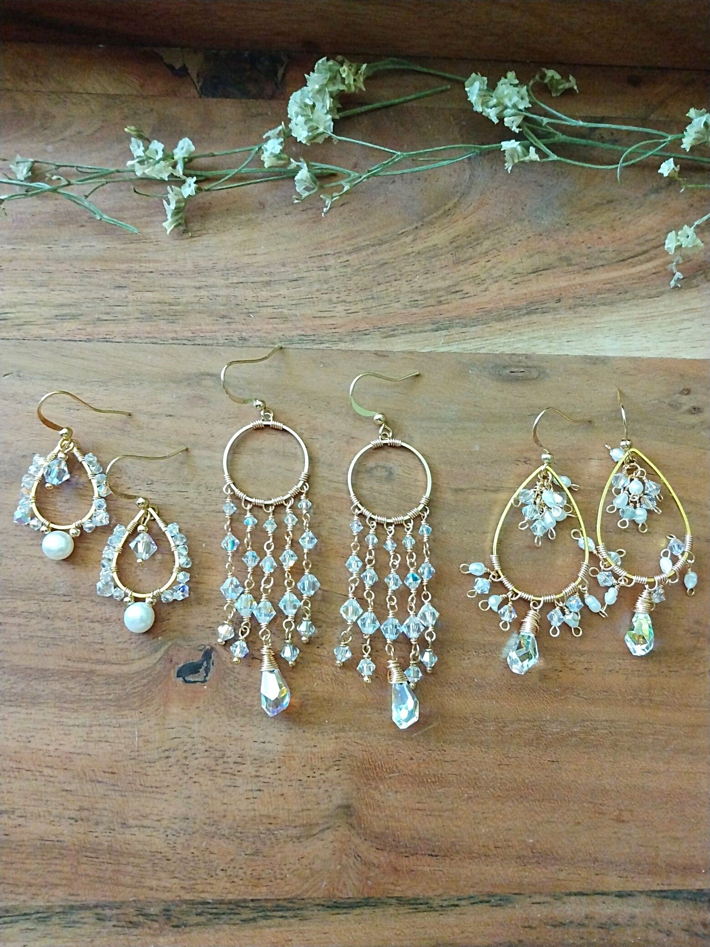 Sweeping Crystal Gold Filled Earrings E140112