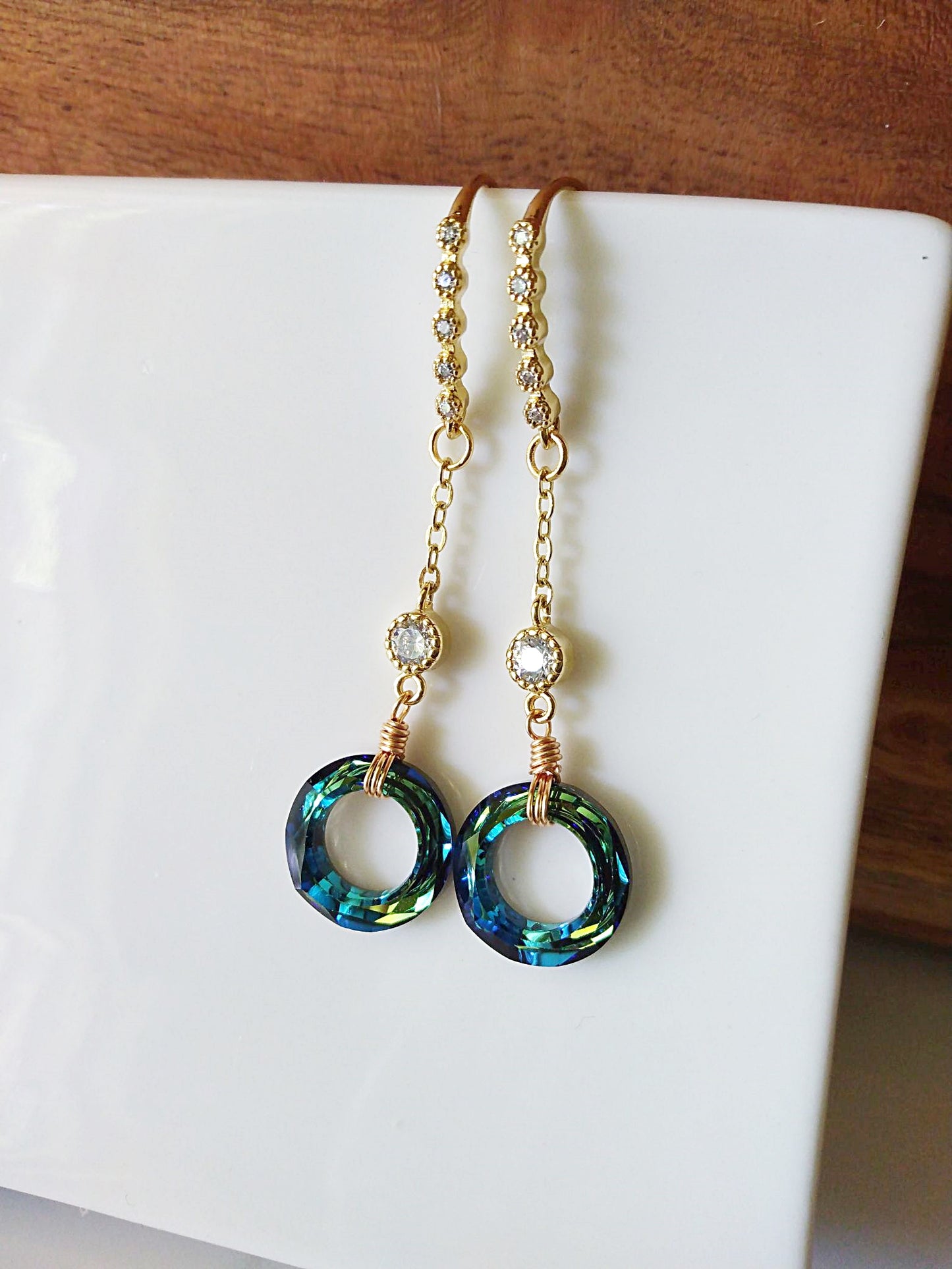 Beach Wedding Bermuda Blue Gold Filled Earrings E140086