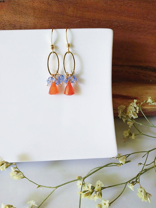 Orange and Blue Gold Filled Earrings E140073