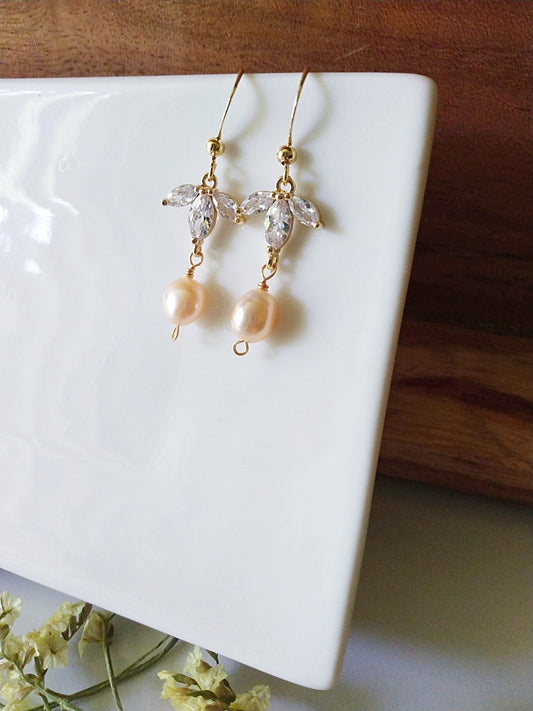 Pink Pearl Flower Gold Filled Earrings E140121