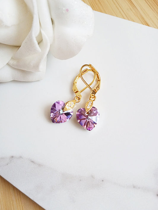 Minimalist Austrian Heart Crystal Earrings E140187