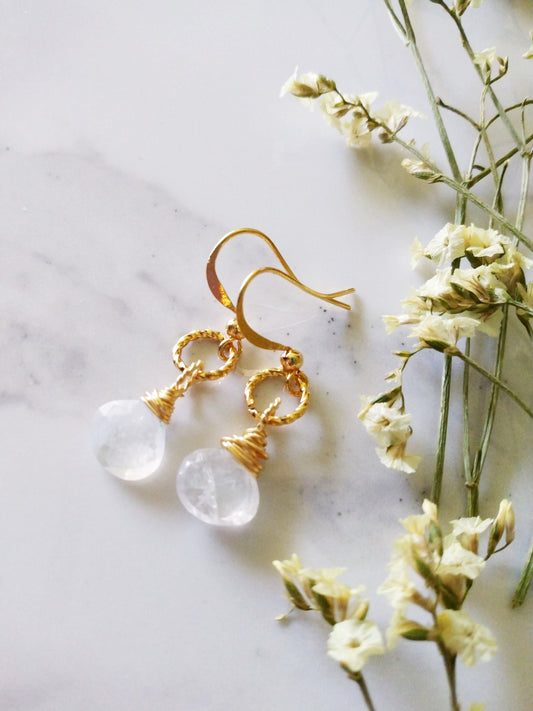 Moonstone Briolette Gold Filled Earrings E140105