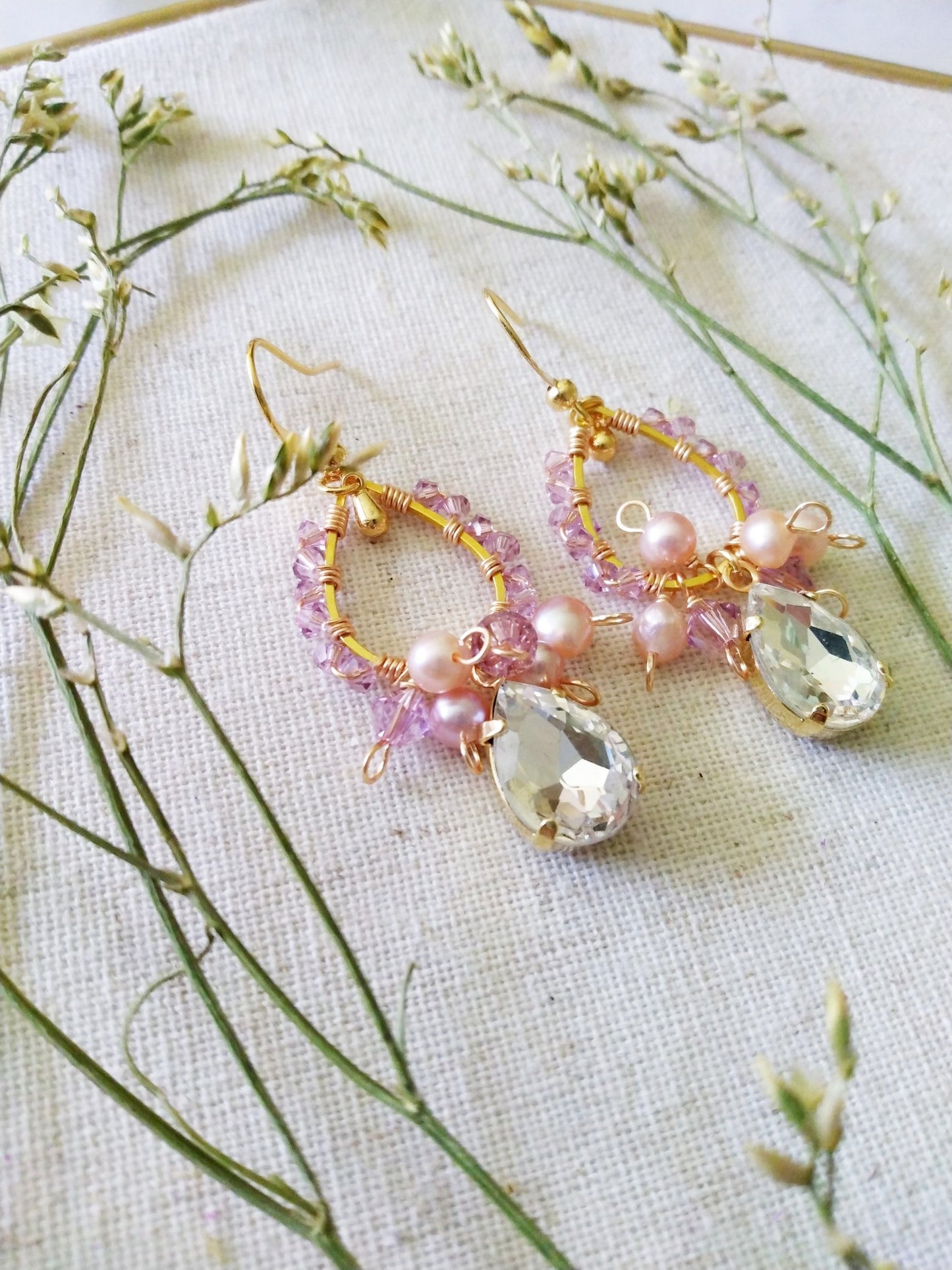 Princess Freshwater Pearl and Austrian Crystal Gold Filled Earrings E140141