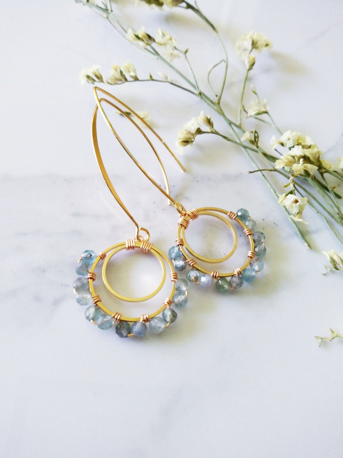 Beach Wedding Apatite Gemstones Gold Filled Earrings E140150
